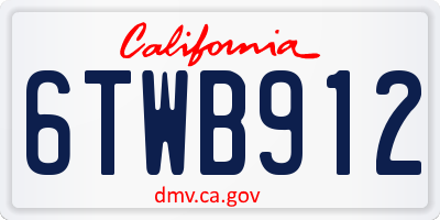 CA license plate 6TWB912