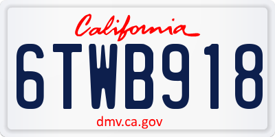 CA license plate 6TWB918