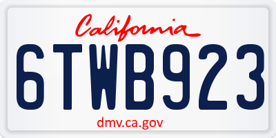 CA license plate 6TWB923