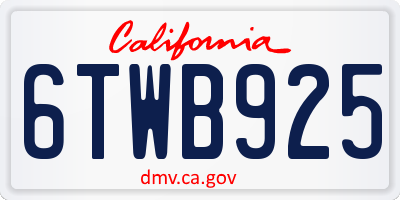 CA license plate 6TWB925