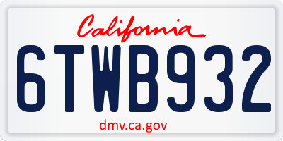 CA license plate 6TWB932