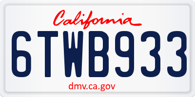 CA license plate 6TWB933
