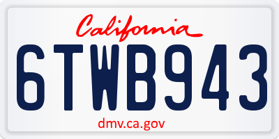 CA license plate 6TWB943