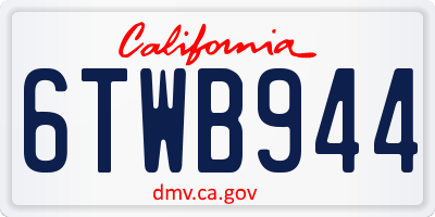 CA license plate 6TWB944