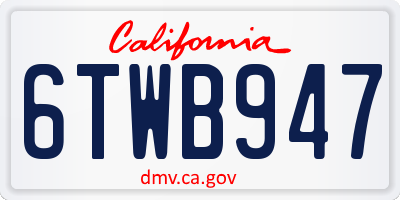 CA license plate 6TWB947