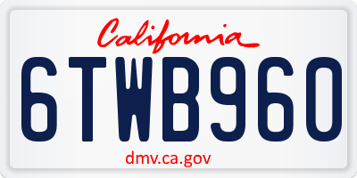 CA license plate 6TWB960