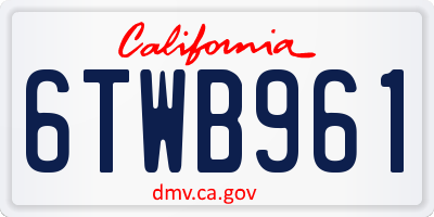 CA license plate 6TWB961