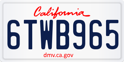 CA license plate 6TWB965