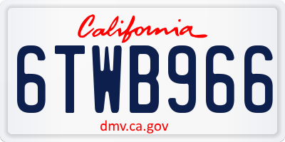 CA license plate 6TWB966