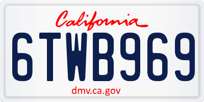 CA license plate 6TWB969