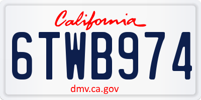 CA license plate 6TWB974