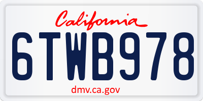 CA license plate 6TWB978