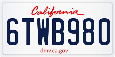 CA license plate 6TWB980