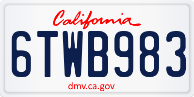 CA license plate 6TWB983