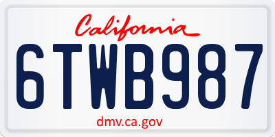 CA license plate 6TWB987
