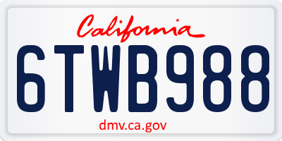 CA license plate 6TWB988