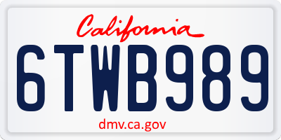 CA license plate 6TWB989