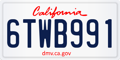 CA license plate 6TWB991