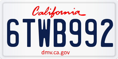 CA license plate 6TWB992