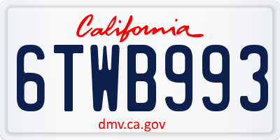 CA license plate 6TWB993