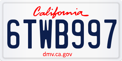 CA license plate 6TWB997