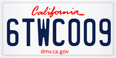 CA license plate 6TWC009