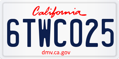 CA license plate 6TWC025