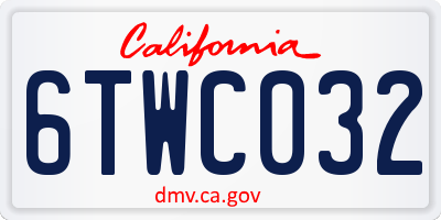 CA license plate 6TWC032