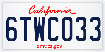 CA license plate 6TWC033