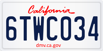 CA license plate 6TWC034