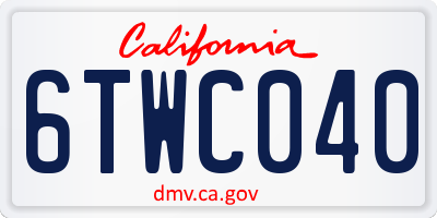 CA license plate 6TWC040