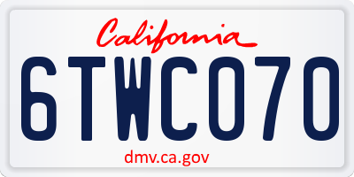 CA license plate 6TWC070