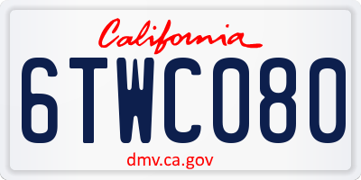 CA license plate 6TWC080