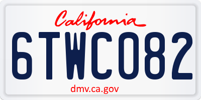 CA license plate 6TWC082