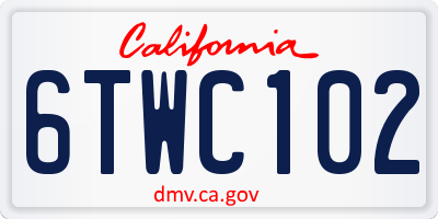 CA license plate 6TWC102