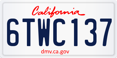 CA license plate 6TWC137