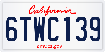 CA license plate 6TWC139