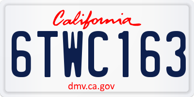 CA license plate 6TWC163