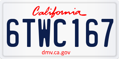 CA license plate 6TWC167