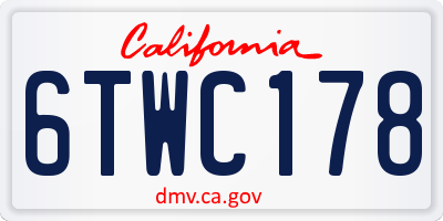 CA license plate 6TWC178