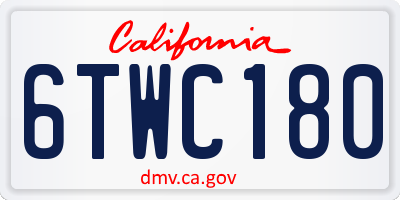 CA license plate 6TWC180