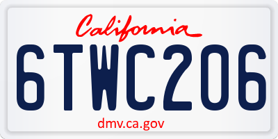 CA license plate 6TWC206