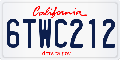 CA license plate 6TWC212