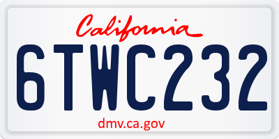 CA license plate 6TWC232