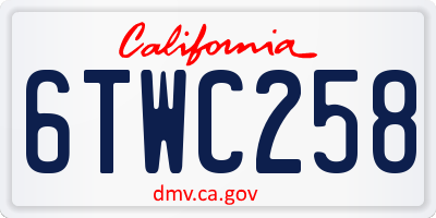 CA license plate 6TWC258