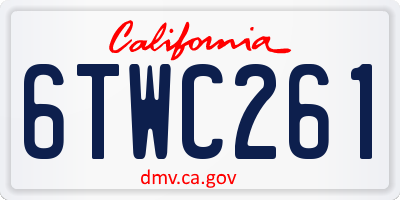 CA license plate 6TWC261