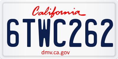 CA license plate 6TWC262