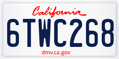 CA license plate 6TWC268
