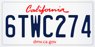 CA license plate 6TWC274