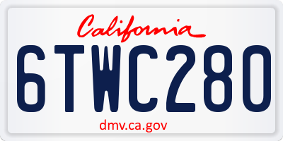 CA license plate 6TWC280